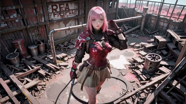 Seraphina Vale: Rozeharige Mech Warrior! de koude schoonheid van de woestenij