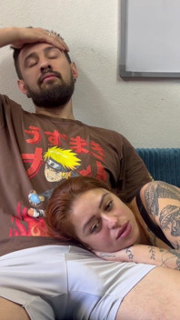 Redhead Roommate Sucks Quietly on Her Lap and Gets Thick Cum on Her Face