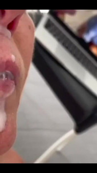 I Give Him Blow Job When He Look My Porn Video and Cum on My Face and in Mouth