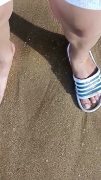 Feet and the Sea Extra Slowmotion - One Foot Barefoot and Foot in Slide - Great Feet in Sea