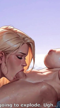 3D Shemale Swallow Cum From 15cm Big Dick on the Beach From Shemale Stepsister