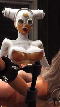 3d sexy dickgirl fucks hard a hot young blonde in restraints in the sci-fi lab