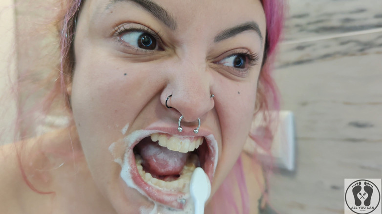 All You Can Fetish: 4k język usta uvula twarz szczotkowanie zębów dobra jakość obrazu