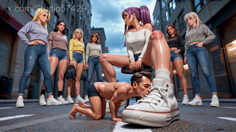 Supreme femdom: Giantess Crush w trampkach, odwrotnie, dominacja stóp femdom