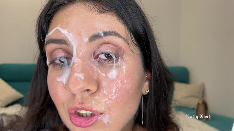 Katty West: Facial Compilation. Cum on Face and Mouth Compilation