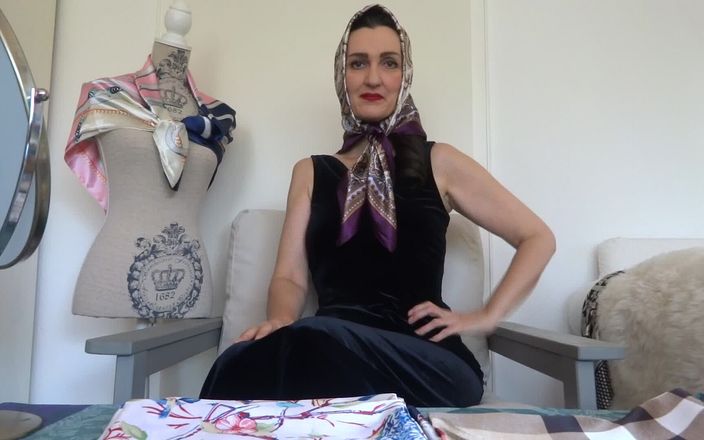 Lady Victoria Valente: Trong satin scarf fitting studio: 5 chiếc khăn quàng cổ mới...