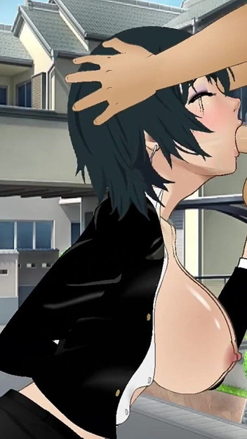 Himeno Tied up on a Street Pole for Submissive Sloppy Throatfucking