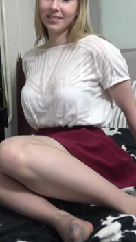Meek and mild babe gets home from college and takes off her dress