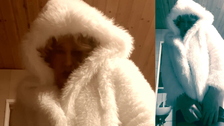 Trans fur bitch: Ретро трансфюрс показує цицьки, жорсткий член і кінчає