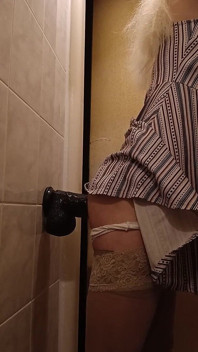 Obedient Slut Rides Wall-mounted Dildo on the Toilet