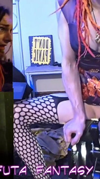 Nice Long Ride on the Fuck Chair in a Sexy Satin Dress