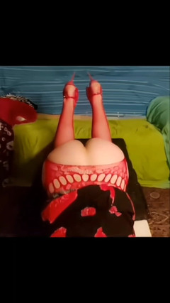 Lizzaali: Playing in My Red Bodysuit and Cuming with My Dildo...
