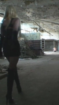 Dominating chaining whipping masked guy
