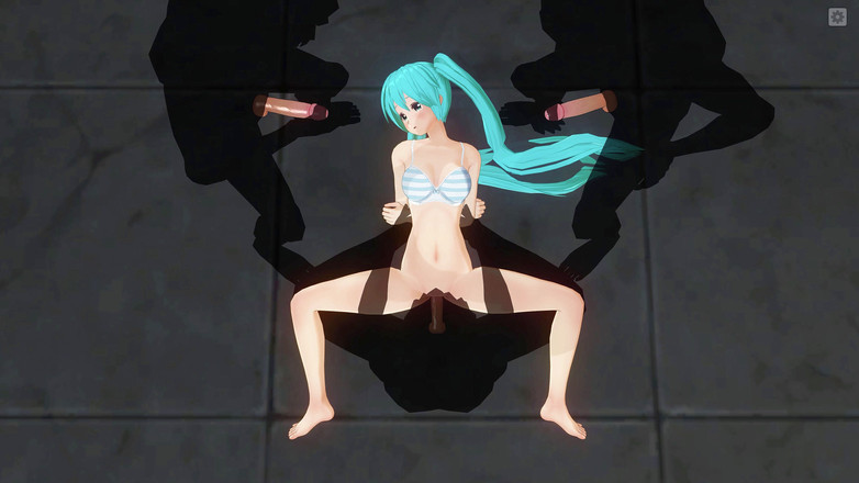 H3DC: 3D 成人动漫。男人在她被性交时对着miku撸管