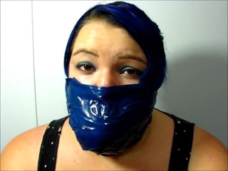 Selfgags classic: Layla makes herself another cruel, tight, and massive gag with 18...