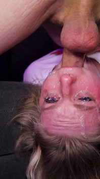 Blonde Whore Gets Her Face Fucked Upside Down