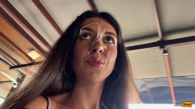 Katty West: Crazy Cumwalk in Starbucks - Blowjob in Public Toilet, Drinking Coffee...