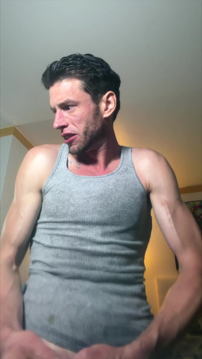 Savage confidence: Sweaty Jerk off See Stain on My Chest with Big...