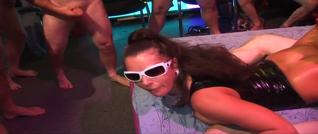 Xfucks: Latex MILF Stretched Wide by Multiple Cocks in Gangbang