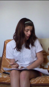 Sexy Teen Making Her Homework in Tight Short Pants