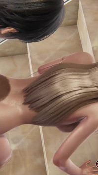 Šukání zezadu na schodech ve veřejné lázni - POV a Cumshot na zádech 3D animace porno