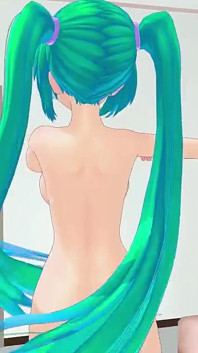 Miku Hatsune nago taniec zdobywca piosenka vocaloid mmd 3D Emerald Hair Color Edit Smixix