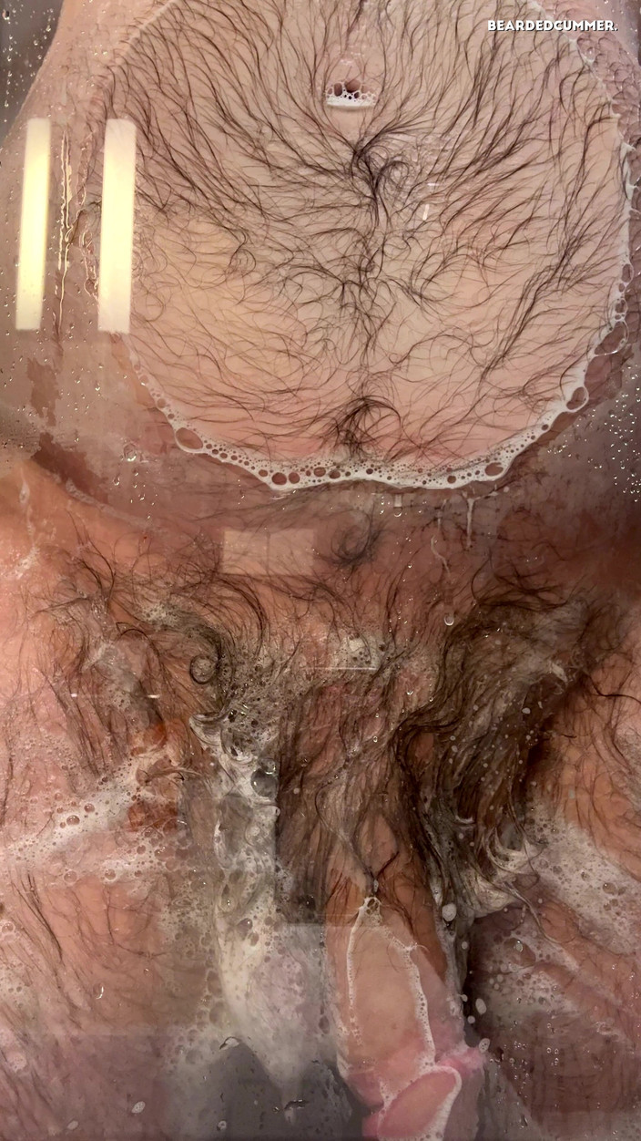 Beardedcummer: Hairy Bear Taking a Shower and Shows off Big Belly