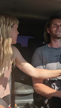 Sexy Blonde Swallows Cum After Road Head