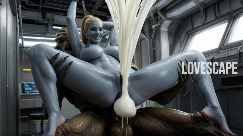 Lovescape: Geil ruimtemeisje neemt een enorme lul in haar achterdeur