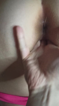 Sweet MILF holes in pink shorts get fingered
