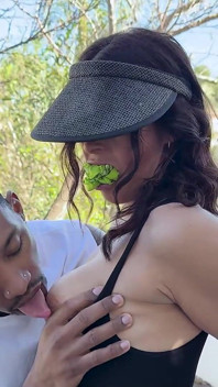 Lustful Gardener Ambush: Latina Yoga Session Turns to Tape Gagged Wand Fuck and Blindfolded Cum on Tits HD