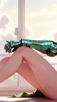 Lazy Afternoon in the Ruins Bedroom, Her Mechanical Arm Teasing Soft Skin While She Gazes at You with a Hazy Look.