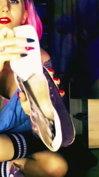 Lady Angela Old Used Smelly Stinky Converse Sneakers Knee Socks Fetish
