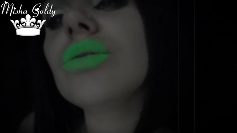 Goddess Misha Goldy: Neon màu xanh lá cây son môi nô lệ tôn...