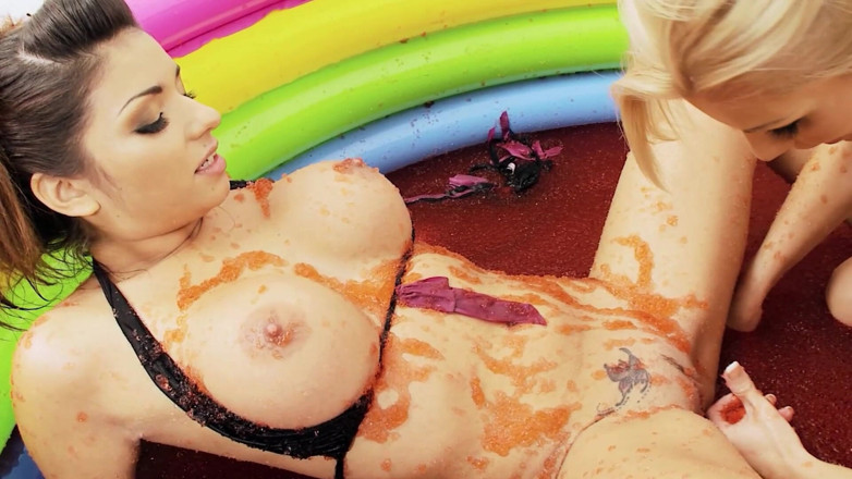 SEXUAL SIN: Lesb Pool_scene_2_lesbian MILF Couple in Bikinis Enjoy a Jelly Pool