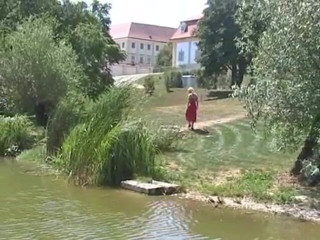 Femdom Austria: Blonde bitch spied on while pissing outdoors