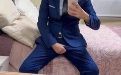 Hot Suited Daddy Jerking off in Front of the Mirror