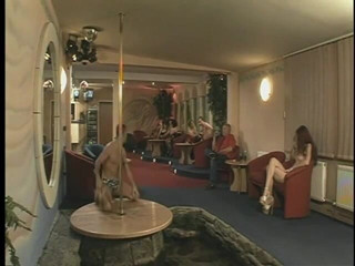 Group Bang: Skinny Older Slut Dances Topless on a Stripper Pole and...