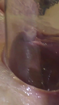 Very Close Spread Pussy Fucking with Dildo and Glass