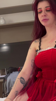 Riley Short Red Velvet Dress POV BJ Cowgirl Missionary Creampie