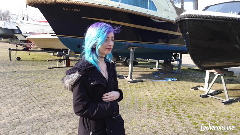 Lecherous: Alisha flashing and getting naked at the marina