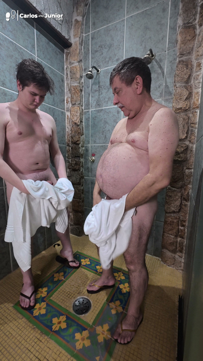 Carlos And Junior: Another Angle - Old Man Taking a Shower with Boy