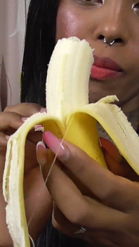 Ebony teen banana eating!