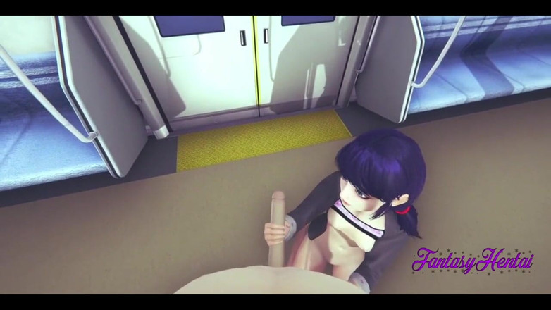 Yaoitube: Zázračný Hentai 3D - Marinette Sex ve vlaku - japonská Manga Anime Porno