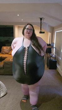 Sexy SSBBW Ass and Belly Walking in Leather Suit Part 2
