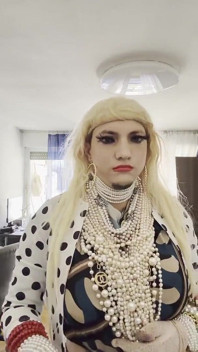 Pearl Vanesa Showing Her Body in Her Home Wearing Lovely Pearls.