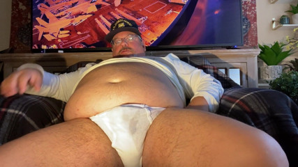 Hand-Free-Daddy-Chub: Căpitanul dolofan dolofan are orgasm cu mâinile goale și este uriaș