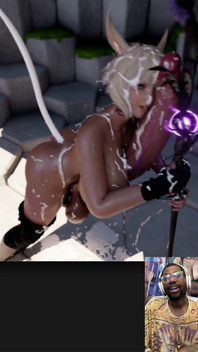 Ebony Ass Twerking Final Fantasy Bunny Girl Cums Super Hard with Her Large Cock