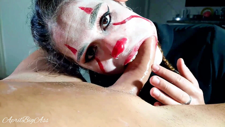 April BigAss: Halloween deep throat and cum swallow gargle