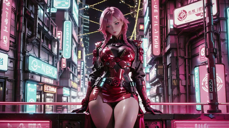 Seraphina Vale: แม่บ้าน Cyborg ผมสีชมพูตื่นขึ้นมาอย่างขี้เกียจในห้องนักบินนีออน